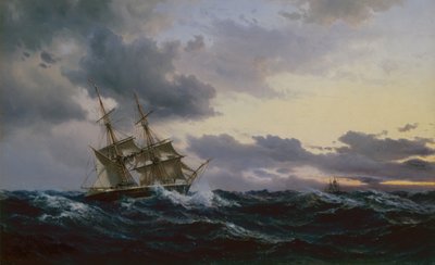 Segelschiffe in stürmischer See von Vilhelm Melbye