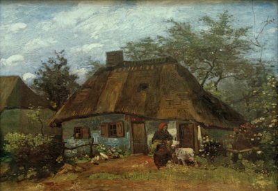 Bauernhaus und Frau mit Ziege von Vincent van Gogh