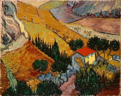 Landschaft mit Haus und Pflüger von Vincent van Gogh