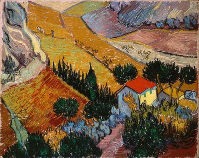 Landschaft mit Haus und Pflüger, 1889 von Vincent van Gogh