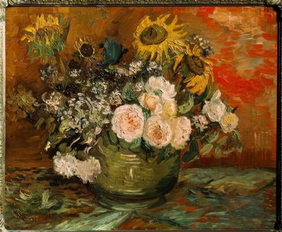 Rosen und Sonnenblumen von Vincent van Gogh