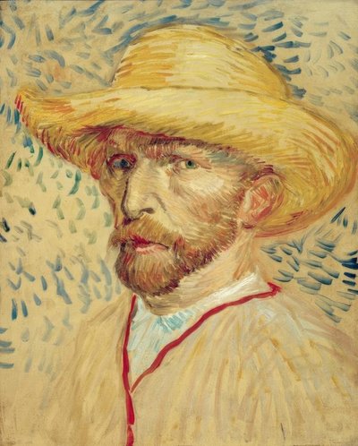 Selbstbildnis mit Strohhut und Malerkittel von Vincent van Gogh