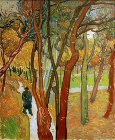 Spaziergänger im Park mit fallenden Blättern von Vincent van Gogh