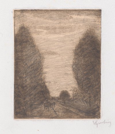 Waldlandschaft mit einem Wagen von Vittore Grubicy