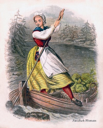 Schwedische Frau beim Rudern, 1809 von W. Dickes