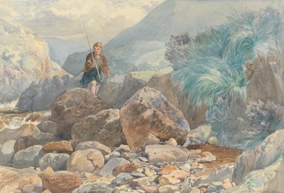 Glencoe: Ein Hirtenjunge überquert einen Bach von Walter Goodall
