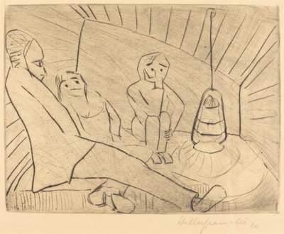 Drei Personen in einem Atelier, 1920 von Walter Gramatte