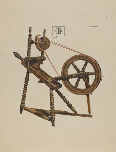 Spielzeugspinnrad von Walter Praefke