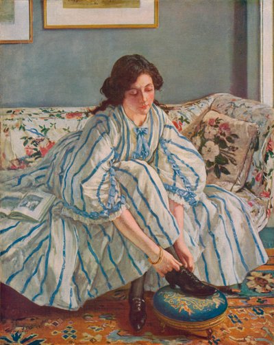 Schuhe binden, ca. 1900 von Walter Russell