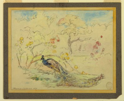 Pfau in einem Garten von Walter Shirlaw