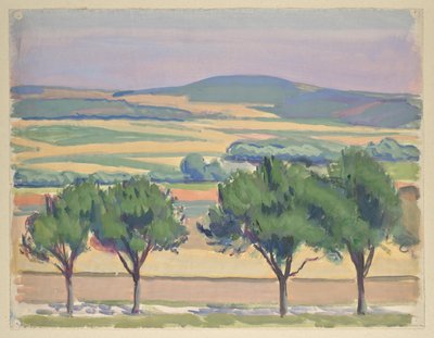 Hügelige Landschaft mit Straße und Bäumen von Walther Gamerith