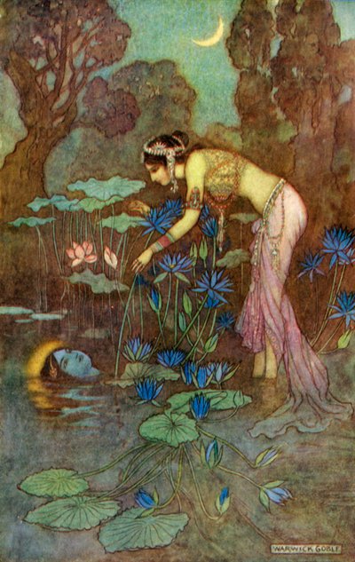 Sita findet Rama unter Lotusblüten, 1913 von Warwick Goble