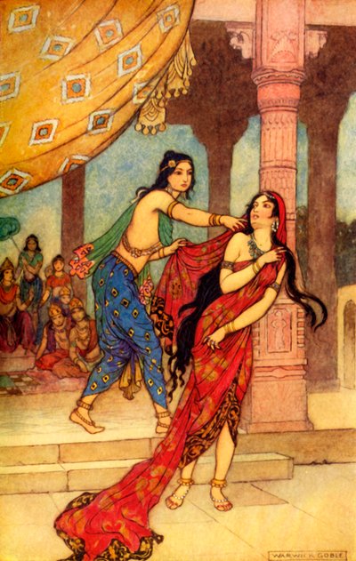 Die Prüfung der Königin Draupadi, 1913 von Warwick Goble