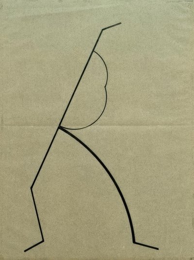 Analytische Zeichnung nach Fotos der tanzenden Palucca, Nach oben strebende Gerade auf einfache Gebogene gestützt von Wassily Kandinsky