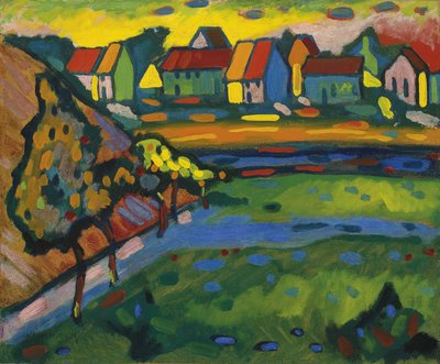 Bayerisches Dorf mit einem Feld, ca. 1908 von Wassily Kandinsky