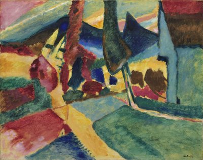 Landschaft mit zwei Pappeln, 1912 von Wassily Kandinsky