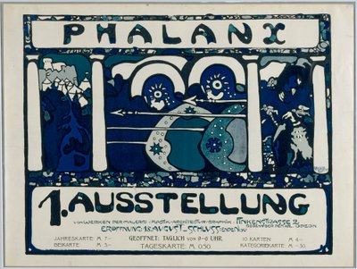 Plakat für die erste Ausstellung der Phalanx von Wassily Kandinsky