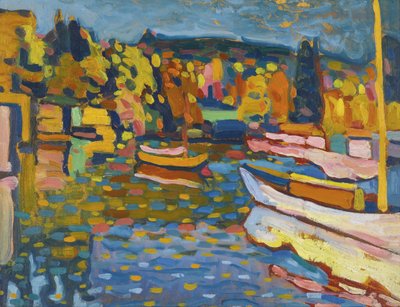 Studie für Herbstlandschaft mit Booten von Wassily Kandinsky