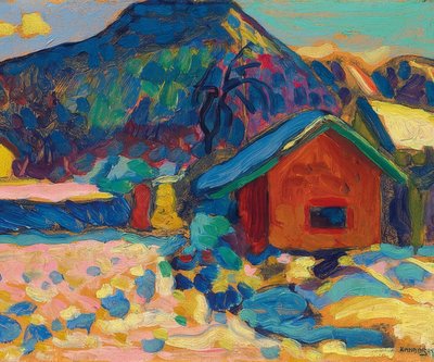 Winterstudie mit Berg von Wassily Kandinsky