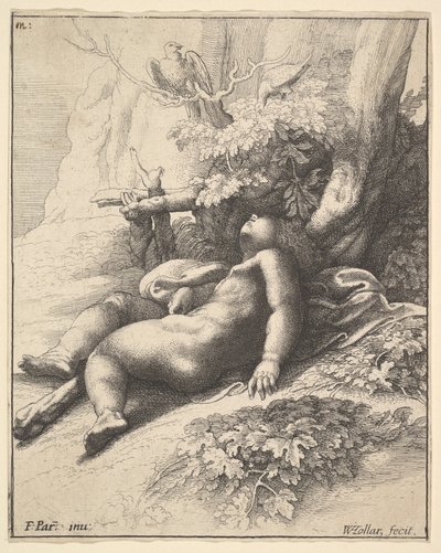 Schlafender Herkules als Kind von Wenceslaus Hollar