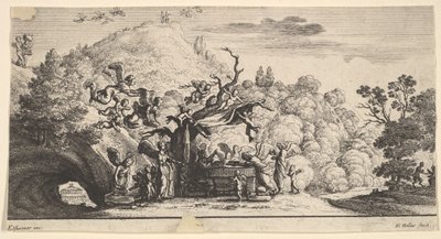 Jesus wird von Engeln bedient von Wenceslaus Hollar