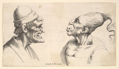 Zwei deformierte Köpfe, 1625-77 von Wenceslaus Hollar
