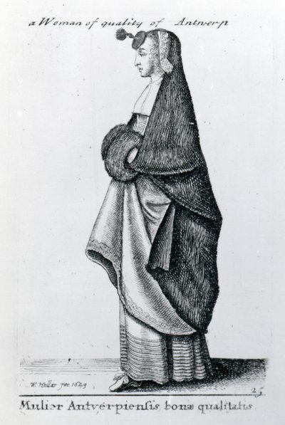 Dame von Qualität aus Antwerpen, 1643 von Wenceslaus Hollar