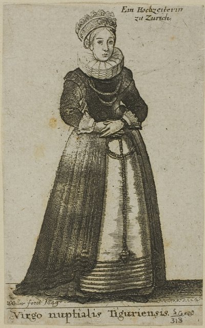 Zürcher Frau im Hochzeitskleid von Wenceslaus Hollar
