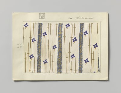 Stoffprobe mit bedruckter Seide, Muster Herbstwind von Wiener Werkstätte