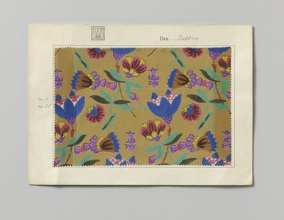 Stoffprobe mit bedruckter Seide, Muster Iselberg von Wiener Werkstätte