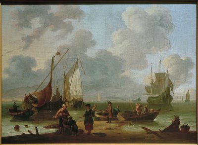 Schiffe beim Ausladen am Strand von Wigerus Vitringa
