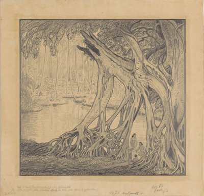 Tropischer Wald mit Badenden von Wijnand Otto Jan Nieuwenkamp