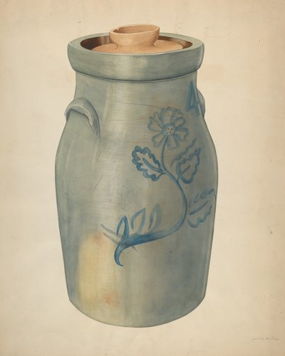 Irdenware-Butterfass, ca. 1938 von Wilbur M Rice