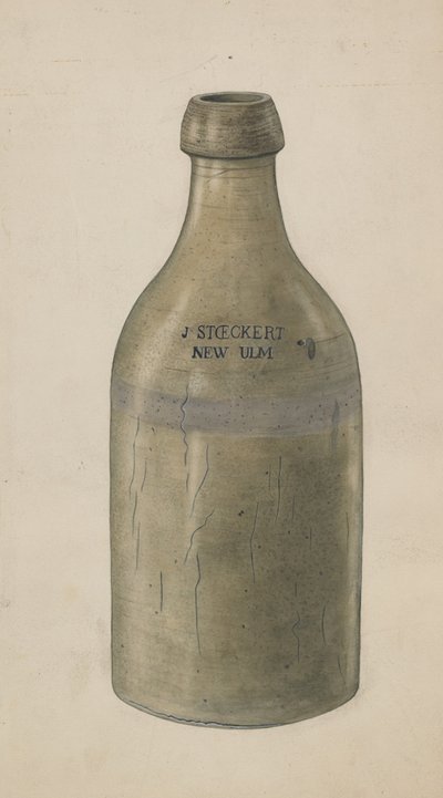 Steingut-Bierflasche, ca. 1938 von Wilbur M Rice