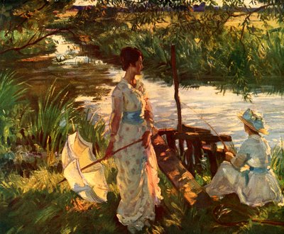 Angeln, Buchplatte von Wilfred Gabriel de Glehn