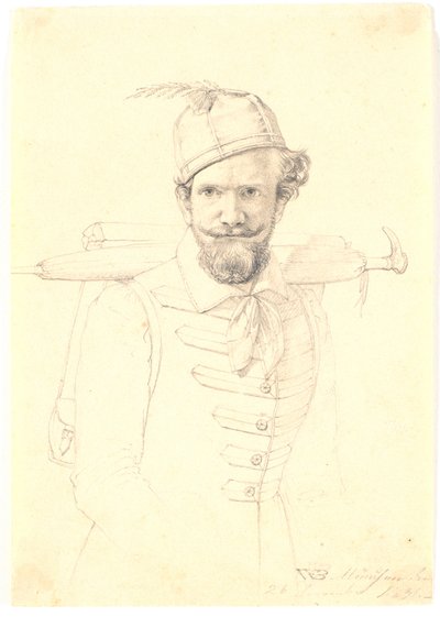 Selbstporträt mit Tornister von Wilhelm Bendz