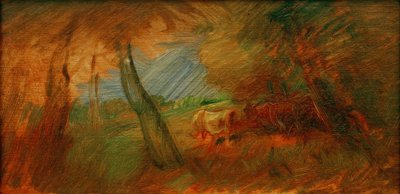 Herbstliche Waldwiese mit Kühen von Wilhelm Busch