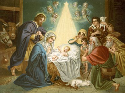 Die Geburt Christi (Farblithographie) von Wilhelm Ebbinghaus