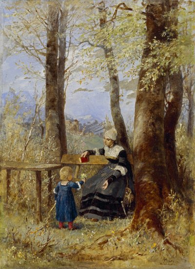 Mutter mit Kind in Frühlingslandschaft von Wilhelm Marc