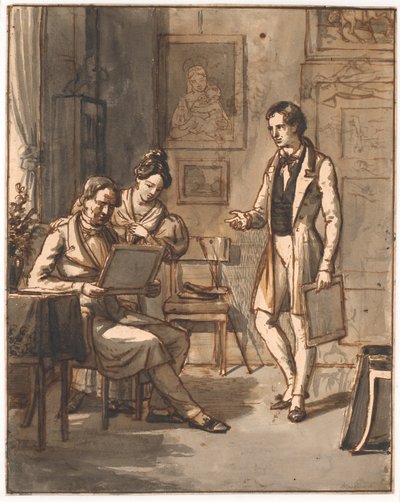 Ein Kunstwerk wird bewertet von Wilhelm Marstrand