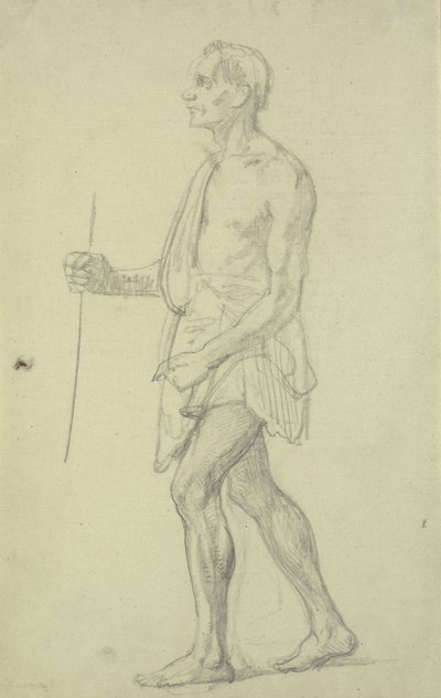 Figurenstudie. Stehender Mann im Profil nach links von Wilhelm Marstrand