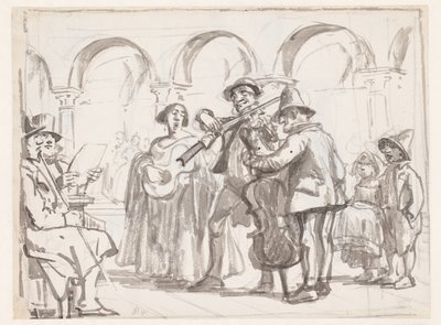 Der Musikant auf dem Markusplatz, Venedig von Wilhelm Marstrand