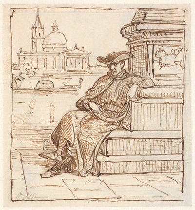 Priester bei der Marensäule auf der Piazetta von Wilhelm Marstrand
