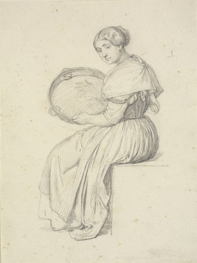 Sitzende Frau mit Tamburin von Wilhelm Marstrand