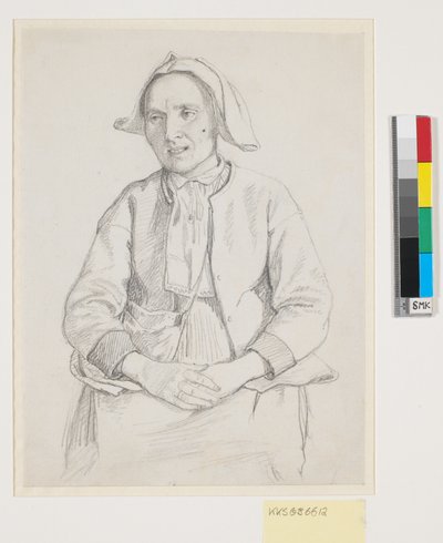 Sitzende schwedische Frau, Knieansicht von Wilhelm Marstrand