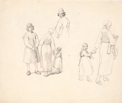 Studienblatt mit Dalarfolk von Wilhelm Marstrand