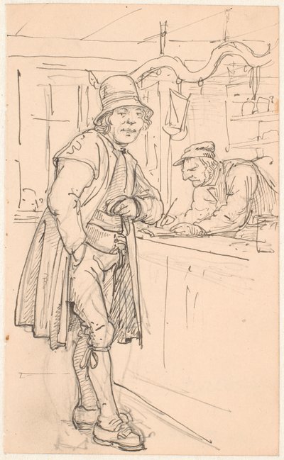 Schwedischer Bauer beim Kaufmann von Wilhelm Marstrand