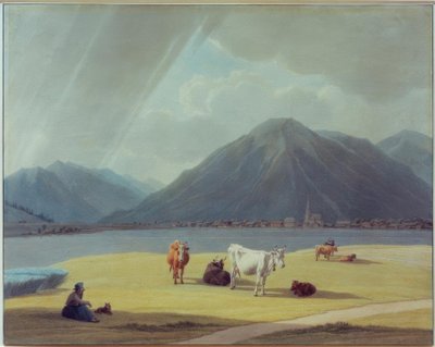Bäuerin mit Vieh vor Rottach-Egern von Wilhelm von Kobell