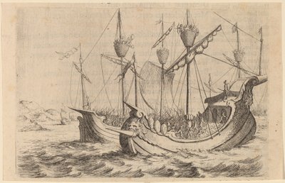 Hannibals Flotte kämpft gegen die Rhodier von Willem Basse