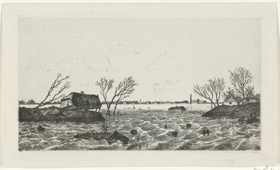 Deichbruch bei Dreumel, 1855 von Willem Gruyter jr.